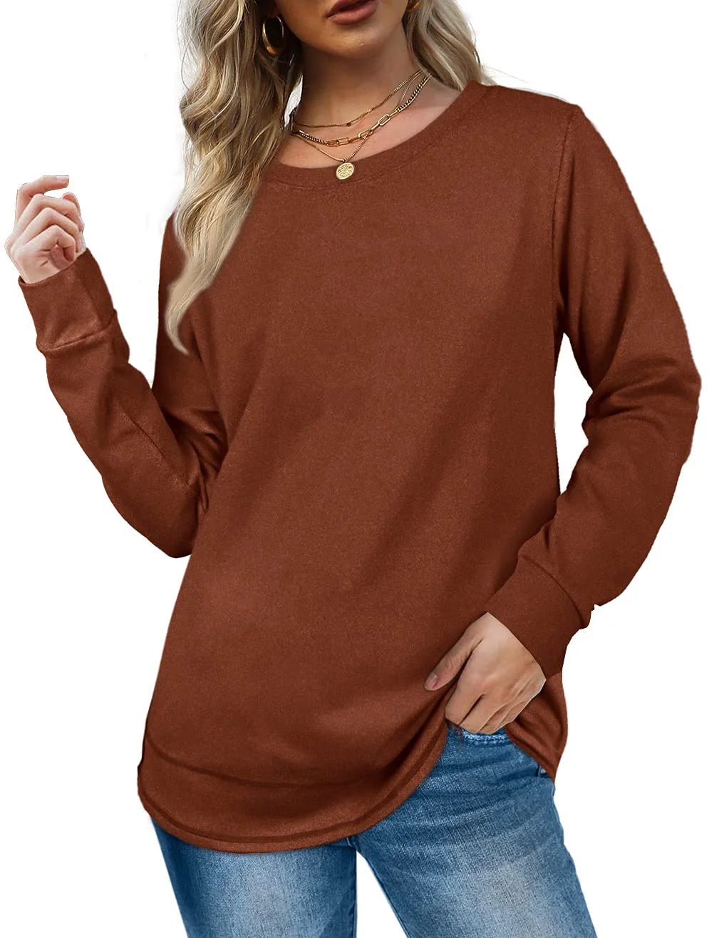 Sweatshirts for Women Crewneck Casual Long Sleeve Shirts Tunic Tops
